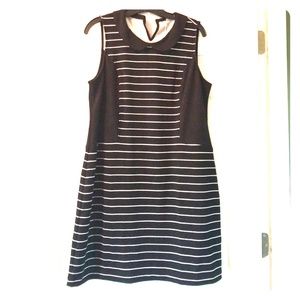 Elle black and white striped collar dress